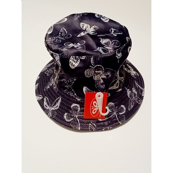 Petal and Peacocks Butterflies Black and White Bucket Hat NWT - Picture 5 of 10